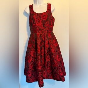 Ivanka Trump Red and Black Floral Formal Dress